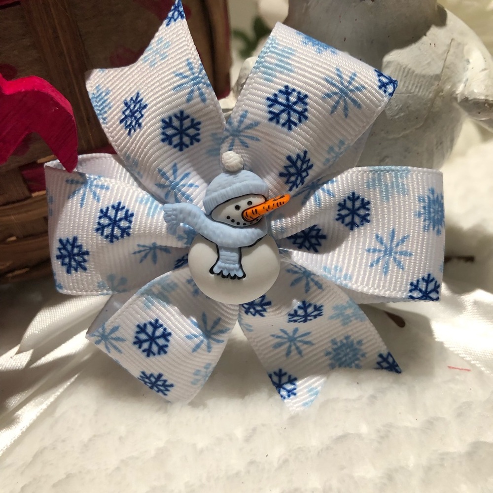 🌸3/$9🌸 Handmade White & Blue Snowflake Snowman